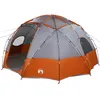 Image de vidaXL Tente Dôme avec Toit Gris et Orange 475 x 475 x 235 cm Taffetas, Aventure dans Le Jardin et la terrasse, Tente Moderne, Grand abri extérieur pour Camping en Famille, Protection météo