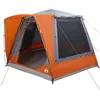 Image de vidaXL Tente de Camping Gris et Orange 420 x 420 x 227 cm Polyester, Jardin et terrasse, équipement Moderne, Tente étanche, Grande Famille, abri d'été, matériel de Voyage