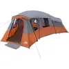 Image de vidaXL Tente familiale Gris et Orange 762 x 655 x 218 cm Taffetas, Jardin et terrasse, Tente familiale Moderne, imperméable et spacieuse, abri extérieur pour Vos Aventures