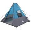 Image de vidaXL Tente Tipi avec Toit Bleu 383 x 338 x 217 cm Taffetas, Tente de Camping, Design Moderne, matériaux imperméables, abri Durable, Familial, Montage Facile