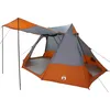 Image de vidaXL Tente de Camping Gris et Orange 482 x 360 x 227 cm Taffetas, Jardin et Terrasse, Tente Moderne Imperméable, Camping Pratique, Grand Abri Familial, Portable et Résistant aux Intempéries
