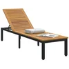 Image de vidaXL Transat Noir 200 x 55 x 35 cm Bois d'Acacia Massif, Transat de Jardin, rectangulaire, Style Moderne, Dossier Ajustable, Bain de Soleil Robuste pour l'extérieur