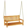 Image de vidaXL Banc Balançoire Marron 110 x 56 x 58.5 cm Bois d'Acacia Massif, Détente en Plein air avec balancelle Robuste, Banc rectangulaire pour Le Jardin, mobilier de terrasse et sièges