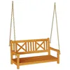 Image de vidaXL Banc Balançoire Marron 110 x 56 x 58.5 cm Bois d'Acacia Massif, Détente en Plein air avec balancelle Robuste, Banc rectangulaire pour Le Jardin, mobilier de terrasse et sièges