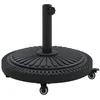 Image de vidaXL Pied de Parasol Art déco Noir Ø 45 x 39.5 cm Fer, Base de Parasol Circulaire Moderne pour Jardin et terrasse, Support extérieur, résistant aux intempéries