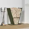 Image de vidaXL Portant de bois chauffage vert olive 69,5x35x81 cm