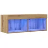 Image de vidaXL Ensemble Meuble TV chêne Artisanal 80 x 30 x 30 cm, Centre de Divertissement Moderne, Meuble Mural élégant, Console Pratique, Solution de Rangement, éclairage LED