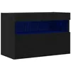 Image de vidaXL Meuble TV Mural Chêne Noir 60 x 30 x 40 cm Bois d'ingénierie, Rangement Salon, Meuble Mural Moderne, Cabinet TV rectangulaire, éclairage Dynamique, Gain de Place