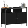 Image de vidaXL Meuble sous-vasque de salle de bain Chêne noir 80 x 30 x 60 cm, Rangement spacieux, meuble-lavabo mural, design rectangulaire, chic moderne, étagères déco, gain de place.