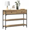 Image de vidaXL Table Console Chêne Artisanal 100 x 25 x 75 cm, Table Console étroite pour Le Salon, Design Industriel, Fonctionnelle pour l'entrée, Touche Urbaine