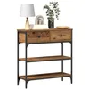 Image de Table Console en Bois Ancien 72,5x25x75 cm Bois Agencé & Acier