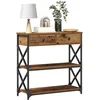 Image de vidaXL Table Console avec tiroir Bois Ancien 75 x 28 x 75 cm, Table Console Industrielle, Unité de Rangement Durable, Design Rectangulaire, Bois Ingénieré, Cadre Acier, Accent Pratique