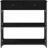 Image de vidaXL Table Console avec tiroir Chêne Noir 75 x 28 x 75 cm, Table Console Industrielle, Unité de Rangement Durable, Design Rectangulaire, Bois Ingénieré, Cadre Acier, Accent Pratique