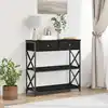 Image de vidaXL Table Console avec tiroir Chêne noir 75 x 28 x 75 cm