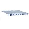 Image de vidaXL Auvent Rétractable Bleu 250 x 200 cm Tissu, Jardin et terrasse, Store rétractable rectangulaire, Protection Solaire extérieure, Couverture résistante aux intempéries, auvent Tendance
