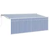 Image de vidaXL Auvent Rétractable Rayé Bleu 350 x 200 cm Tissu, Auvent Rectangulaire, Rétractable, Moderne pour Jardin et Terrasse, Protection Extérieure, Résistant aux Intempéries