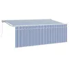 Image de vidaXL Auvent Rétractable Bleu et Blanc 400 x 200 cm, Auvent rétractable pour Jardin et terrasse, matériaux UV résistant, Ombre Ajustable, Protection Moderne