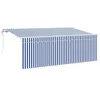 Image de vidaXL Auvent Rétractable Bleu et Blanc 400 x 200 cm, Jardin et terrasse, Toile d'ombre Moderne, auvent rectangulaire, Protection UV Durable, Store réglable à Distance