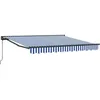 Image de vidaXL Auvent Rétractable Bleu et Blanc 300 x 250 cm, Abri d'extérieur Ajustable, auvent rétractable Moderne, Voile Solaire résistante aux intempéries pour Jardin