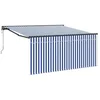 Image de vidaXL Auvent Rétractable Bleu et Blanc 300 x 250 cm, Auvent de Jardin Moderne, rétractable, résistant aux UV, Bleu et Blanc, Cadre en Aluminium Durable, Ajustable