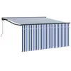 Image de vidaXL Auvent Rétractable Bleu et Blanc 350 x 250 cm, Ombre Moderne pour Jardin et terrasse, auvent rectangulaire, résistant aux UV, Durable, réglable, Bleu et Blanc