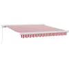 Image de vidaXL Auvent Rétractable Rouge et Blanc 350 x 250 cm Tissu et Métal, Auvent rétractable Moderne pour Jardin et terrasse, Durable, Protection UV, résistant aux intempéries
