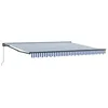Image de vidaXL Auvent Rétractable Bleu et Blanc 400 × 300 cm, Abri d'extérieur Ajustable, auvent rétractable Moderne, Voile Solaire résistante aux intempéries pour Jardin