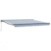 Image de vidaXL Auvent Rétractable Bleu et Blanc 400 × 300 cm, Abri d'extérieur Ajustable, auvent rétractable Moderne, Voile Solaire résistante aux intempéries pour Jardin