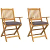 Image de vidaXL Chaise Pliante avec Coussin 2 pcs Marron Bois d'acacia Massif, Mobilier de Jardin et terrasse, Chaise de Patio Portable, Chaise légère et écolo, siège Pliable Parfait