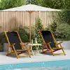 Image de vidaXL Chaise de plage avec coussin 2 pcs Marron 61.5 x 123 x 82cm
