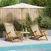 Image de vidaXL Chaise de plage avec coussin 2 pcs Marron 61.5 x 123 x 82cm