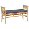 Image de vidaXL Banc de Jardin avec Coussin Marron 110 x 38 x 65cm Bambou, Banc en Bambou Moderne pour Jardin et terrasse, mobilier extérieur Durable, Style Simple et éco-Responsable