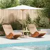 Image de vidaXL Transat avec coussin 2 pcs Marron Bois d'Acacia Massif