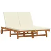 Image de vidaXL Transat Marron 125 x 200 x 84 cm Bois d'Acacia Massif, Transat d'extérieur réglable, mobilier de Jardin Moderne, Chaise Relax Multi-Positions, canapé terrasse Durable