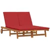 Image de vidaXL Transat 2-Personne Marron 63 x 199 x 85 cm Bois d'Acacia Massif, Transat réglable, Chaise de Jardin Moderne avec Dossier Multi-Positions, lit de Bronzage Robuste