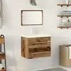 Image de vidaXL Meuble de Lavabo de Salle de Bain avec tiroir 2 pcs Bois Ancien