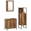 Image de vidaXL Ensemble de mobilier de Salle de Bain avec Porte 3 pcs Marron, Ensemble de Salle de Bain Moderne, pièces stylées, Rangement Compact, Meubles Pratiques, Suite organisée
