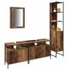 Image de vidaXL Ensemble de mobilier de Salle de Bain 4 pcs Bois Ancien, Ensemble de Meubles de Salle de Bains rustiques, Armoire Murale Solide, Miroir Plat, étagère texturée