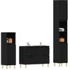 Image de vidaXL Ensemble de mobilier de Salle de Bain avec tiroir 3 pcs Noir, Ensemble de Rangement Moderne pour Salle de Bain, tiroirs Robustes, étagères compactes, déco Fonctionnelle.