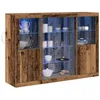 Image de vidaXL Buffet LED Bois Ancien 142,5 x 37 x 100 cm Bois d'ingénierie, Buffet Moderne pour Salle à Manger, étagères en Verre durables, éclairage RGB, Rangement modulable