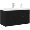 Image de vidaXL Cabinet de Salle de Bain Chêne Noir 90 x 38,5 x 46 cm, Meuble de Salle de Bain Moderne, Mural rectangulaire, Rangement Minimaliste, Organisateur Efficace, Bois Design