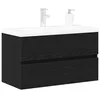 Image de vidaXL Cabinet de lavabo Chêne Noir 80 x 39 x 62 cm Bois d'ingénierie, Rangement Salle de Bain, Meuble rectangulaire pour lavabo, organiseurs Modernes, élégants et Pratiques