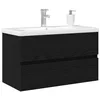 Image de vidaXL Cabinet de lavabo Chêne Noir 80 x 39 x 62 cm Bois d'ingénierie, Rangement Salle de Bain, Meuble rectangulaire pour lavabo, organiseurs Modernes, élégants et Pratiques