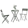 Image de vidaXL Ensemble Bistro Pliant 3 pcs Foret Acier, Mobilier extérieur Moderne, Salon de Jardin, chaises en Acier résistantes, Table Durable et compacte
