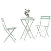 Image de vidaXL Ensemble Bistro Pliant 3 pcs Écume de mer Acier, Mobilier extérieur Moderne, Salon de Jardin, chaises en Acier résistantes, Table Durable et compacte