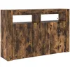 Image de vidaXL Buffet Chêne fumé 116 x 30 x 75 cm Bois d'ingénierie, Buffet rectangulaire Moderne pour Salon, Design Minimaliste, Meuble organisé, Rangement Pratique