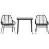 Image de vidaXL Ensemble à Manger de Jardin 3 pcs Noir résine tressée Verre, Ensemble à Manger d'extérieur, Meuble à Manger de Jardin, Table et chaises de Jardin
