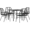 Image de vidaXL Ensemble à Manger de Jardin 5 pcs Noir résine tressée Verre, Ensemble de Salle à Manger d'extérieur, Meuble de Salle à Manger de Jardin, Table et chaises de Jardin