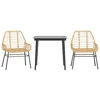 Image de vidaXL Ensemble à Manger de Jardin 3pcs Marron résine tressée Verre, Ensemble à Manger d'extérieur, Meuble à Manger de Jardin, Table et chaises de Jardin