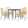 Image de vidaXL Ensemble à Manger Jardin 5pcs Marron Poly rotin Verre, Ensemble de Salle à Manger d'extérieur, Meuble de Salle à Manger de Jardin, Table et chaises de Jardin